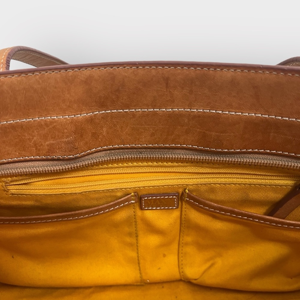 Maxx New York Cream and Tan Leather East West 90s Y2K Retro Shoulder Purse Bag - Picture 7 of 7